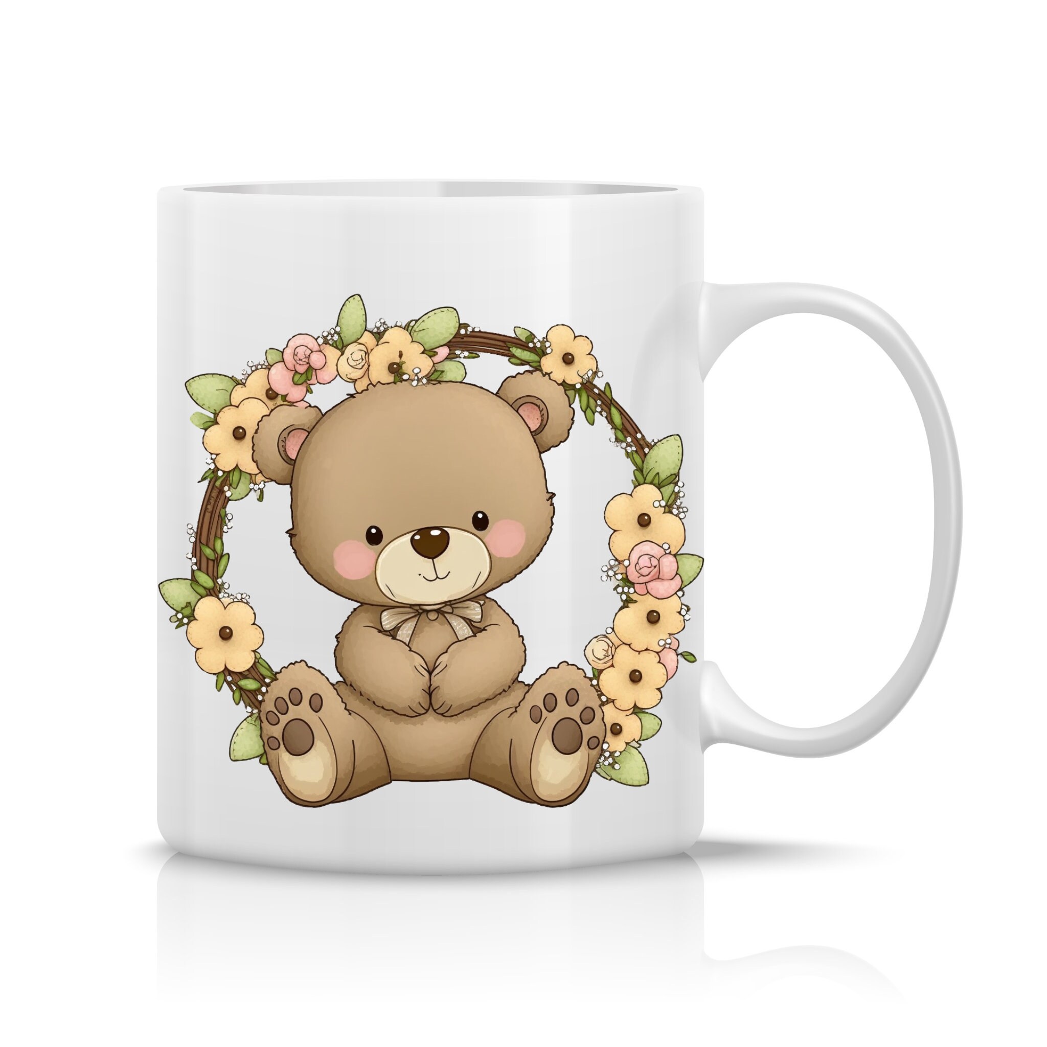 Teddy Bear With Floral Wreath PNG Clipart, Transparent Clip Art for ...