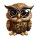 Owl With Wide Eyes Wearing Glasses Transparent Clipart Cute Sublimation ...