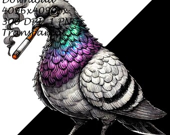 Edgy Smoking Pigeon PNG, Cool Urban Street Clip Art Bird Clipart