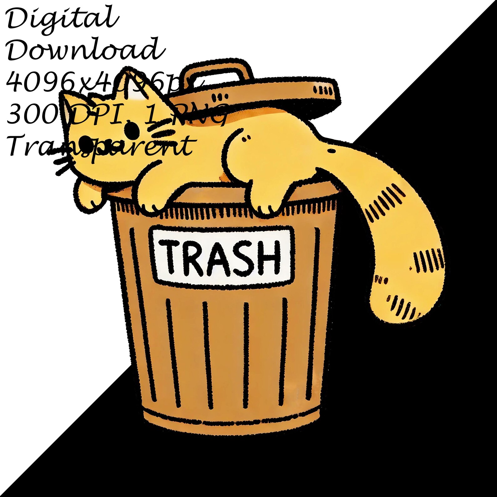 Cute Trash Cat PNG | Funny Dumpster Kitty Clipart | Kawaii Aesthetic ...