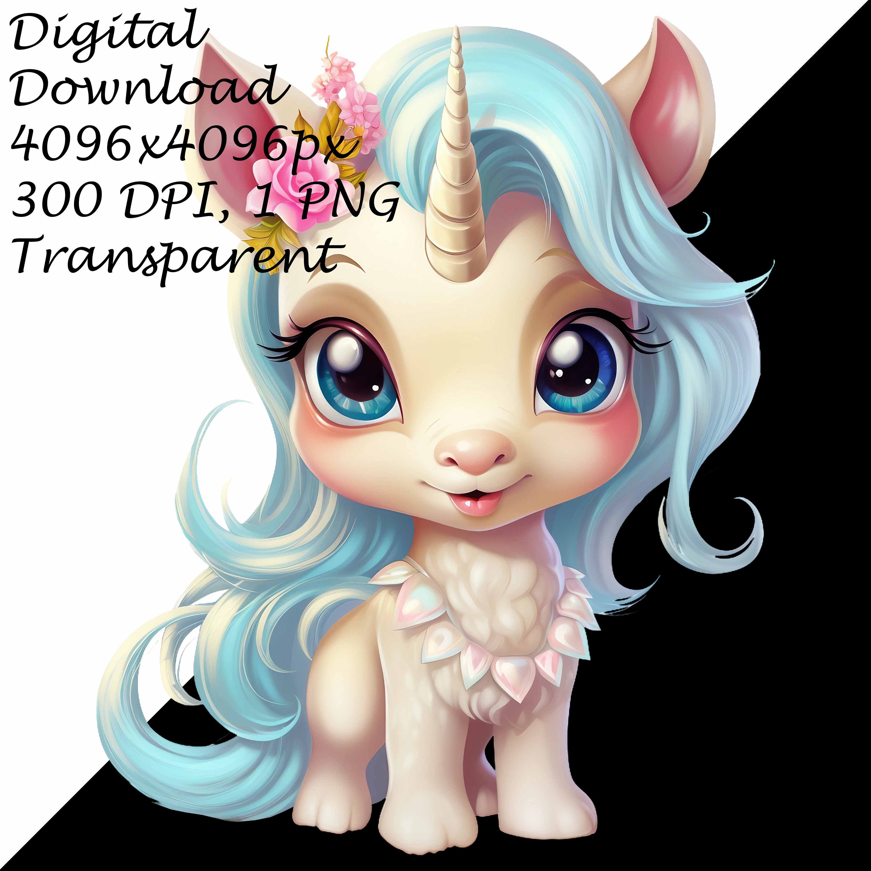 Adorable Pastel Unicorn Clipart Set PNG, Cute Floral Unicorn ...