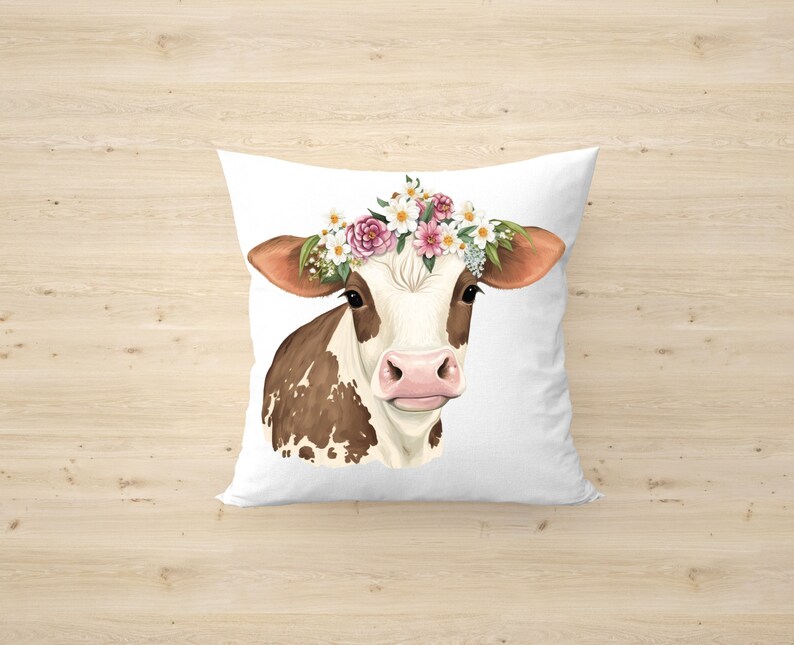 Floral Cow PNG Clipart, Farm Animal With Flower Crown, Cute Rustic Clip ...