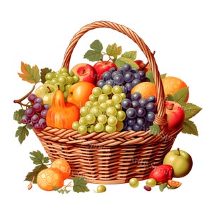 Kosz owoców PNG Clipart, Świeże jabłka, winogrona, pomarańcze Idealne do scrapbookingu, Cyfrowe grafiki wektorowe, Zaproszenia, Użytek komercyjny, Scrapbooking