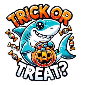 Halloween Hai Süßes oder Saures PNG Clipart, Süßer Hai mit Kürbis Candy Bucket, Digital Download Kids Party, Einladungen, Sublimation