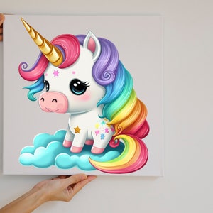 Cute Rainbow Unicorn PNG, Transparent Animal Clipart, Kids Cartoon Design,Printable Sublimation,Commercial use,Baby Shower Magical PNG Art image 6