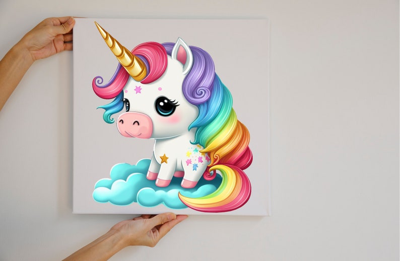 Cute Rainbow Unicorn PNG, Transparent Animal Clipart, Kids Cartoon Design,Printable Sublimation,Commercial use,Baby Shower Magical PNG Art image 6