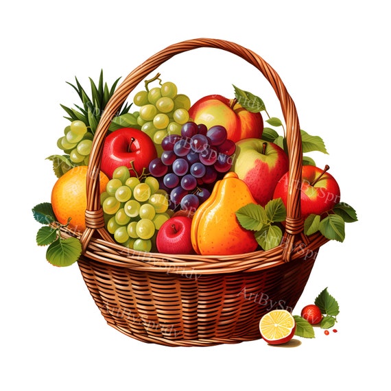 Fresh fruit basket fresh fruits basket colorful fruits green fruits png  transparent background Ai Generated 24991947 PNG