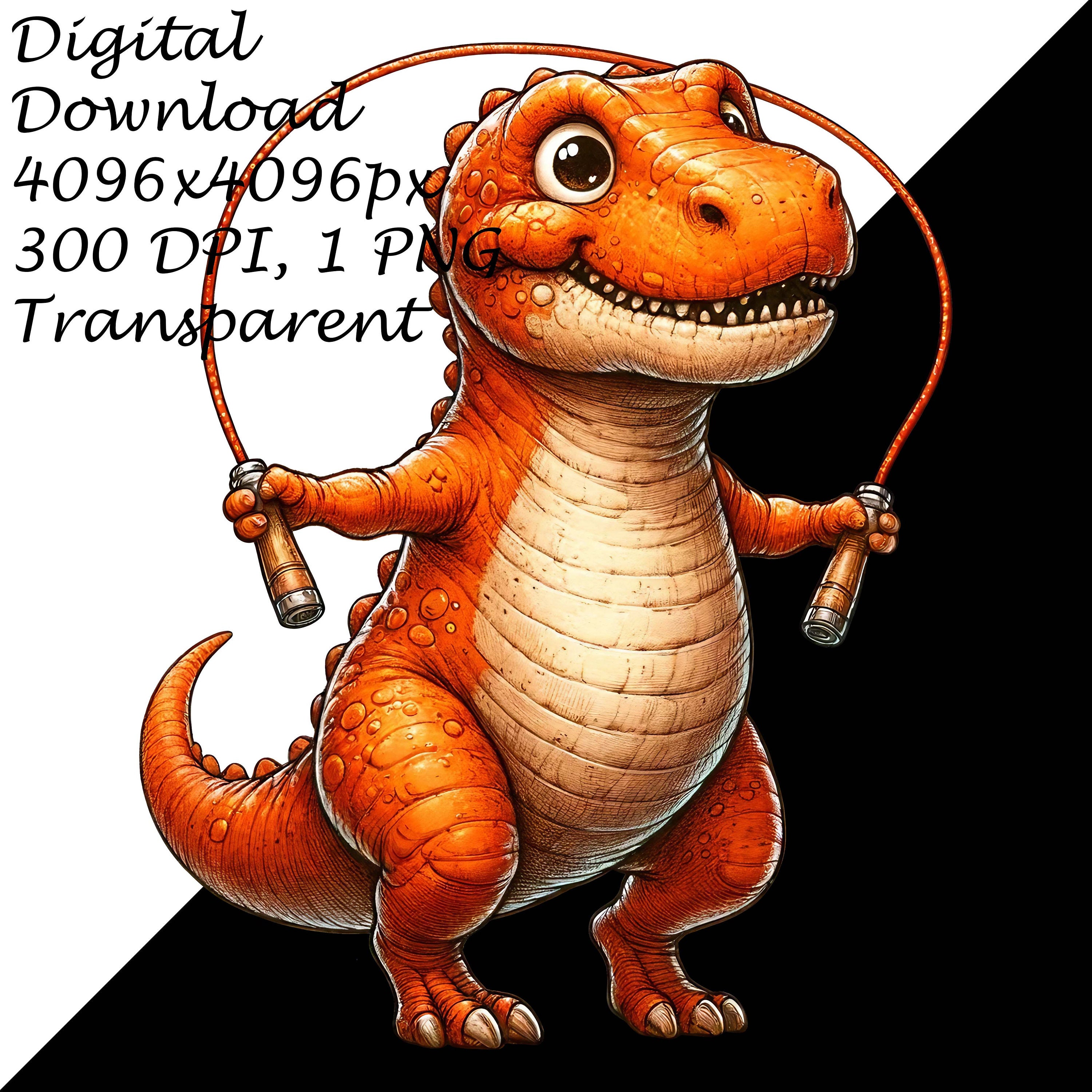 Cheerful T-rex Dinosaur Jump Rope Clipart | Kids Room Decor ...