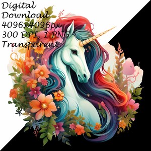 Magical Unicorn Clipart Set|enchanted Forest Unicorn With Floral ...