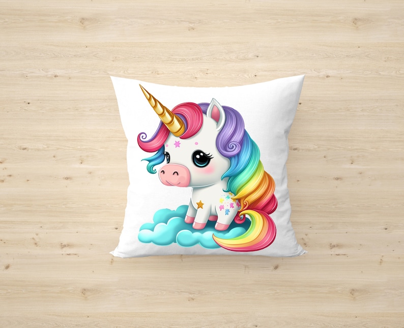 Cute Rainbow Unicorn PNG, Transparent Animal Clipart, Kids Cartoon Design,Printable Sublimation,Commercial use,Baby Shower Magical PNG Art image 5