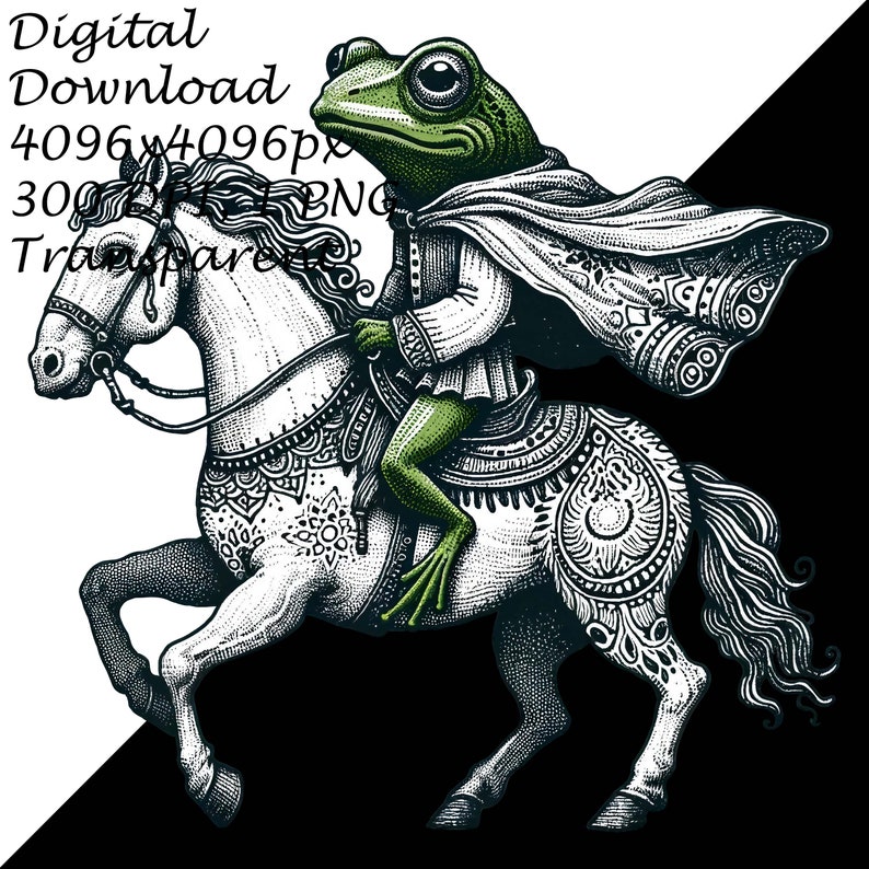 Medieval Frog Knight Riding Horse PNG Clipart,vintage Style Frog on ...