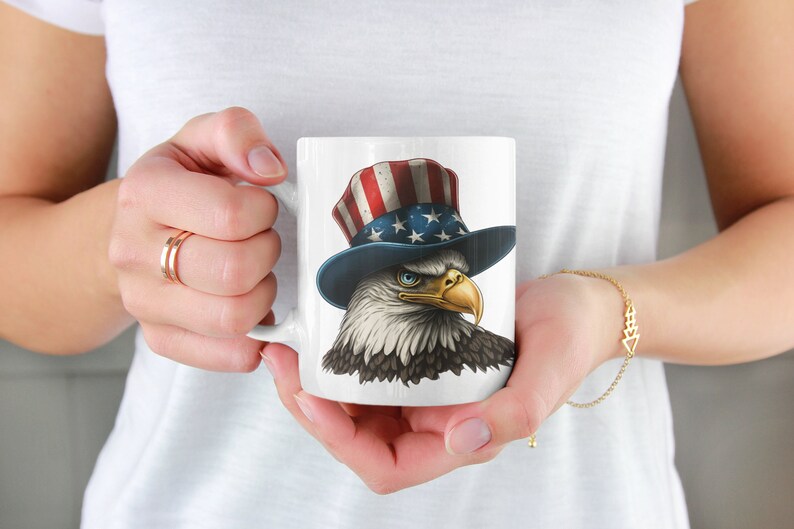 Majestic Patriotic Bald Eagle PNG Clipart Bundle, American Flag 4th of