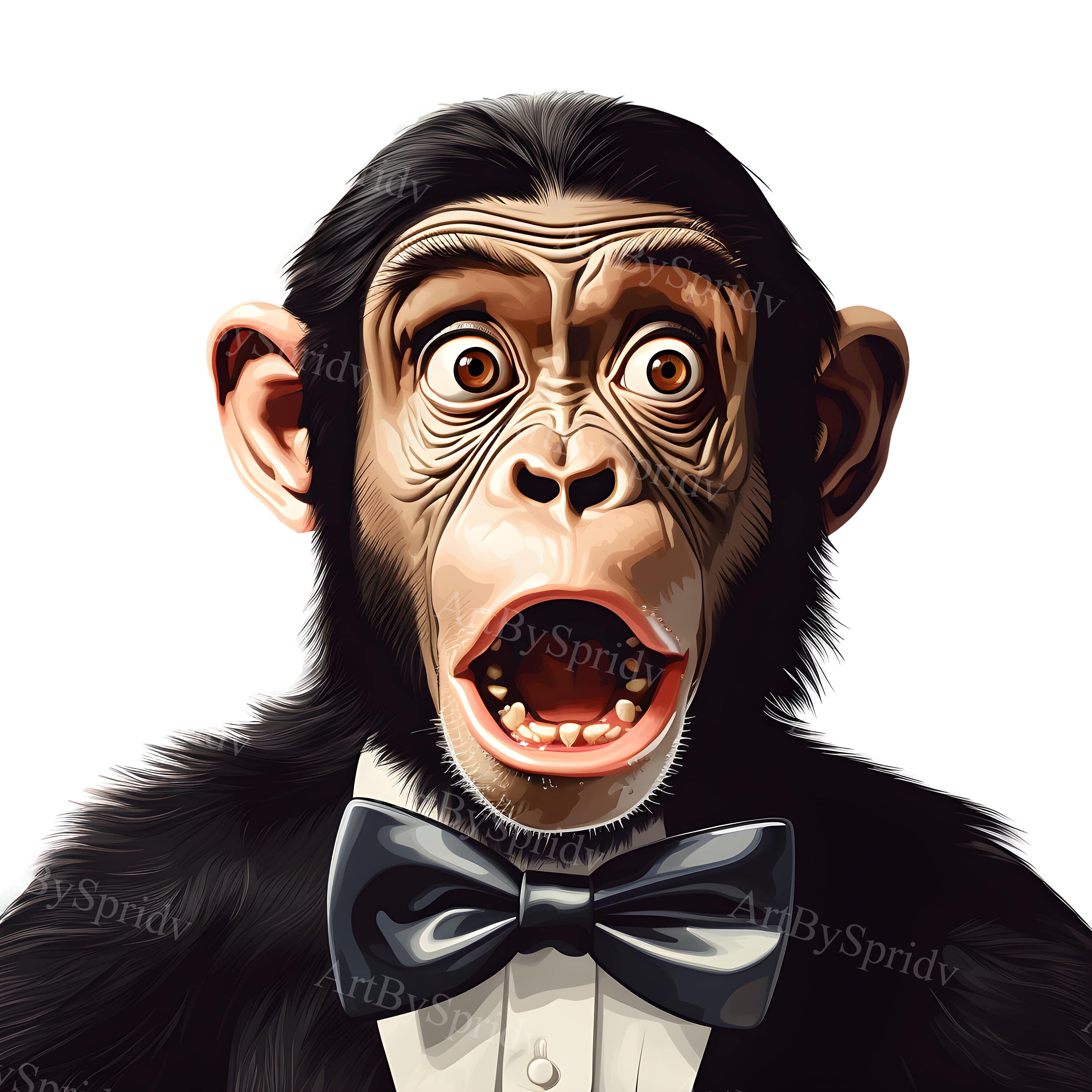 Surprised Monkey With Bow Tie Transparent Clipart | Cute Sublimation ...