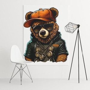 Cute Hipster Rap Teddy Bear PNG Transparent Animal Clipart - Etsy