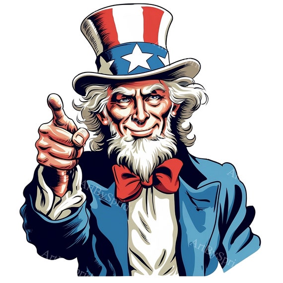 USA Patriotic Uncle Sam PNG Transparent Clipart Abstact Design,printable  Sublimation,digital Instant Download,united States Flag PNG Art 