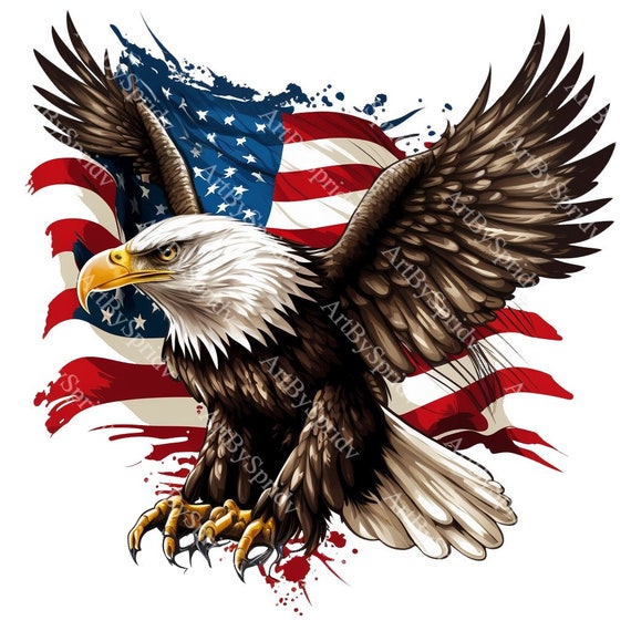 USA Patriotic Eagle Flag PNG Transparent Clipart Abstact Design,printable  Sublimation,digital Instant Download,united States Eagle PNG Art 