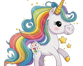 Unicorn PNG Transparent Clipart Kids Cartoon Designprintable - Etsy