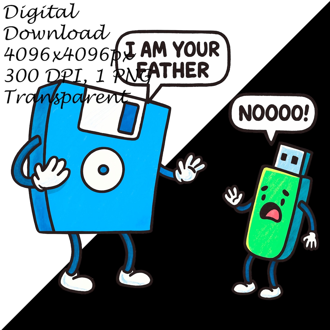 I Am Your Father Meme PNG – Floppy Disk & USB Cartoon Clipart, Funny ...