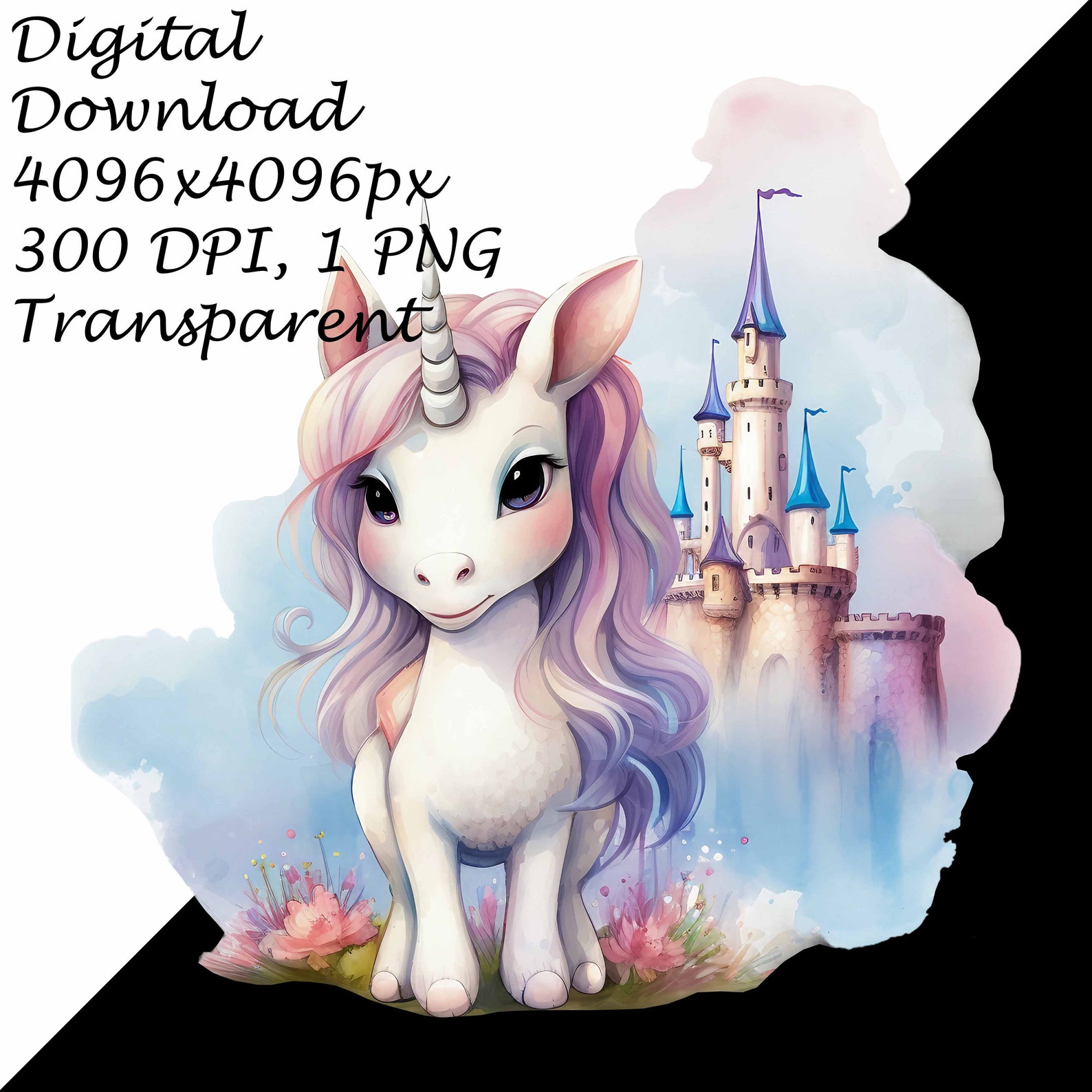 Unicorn Clipart 4 PACK | Magical Castle Floral | Digital Download ...