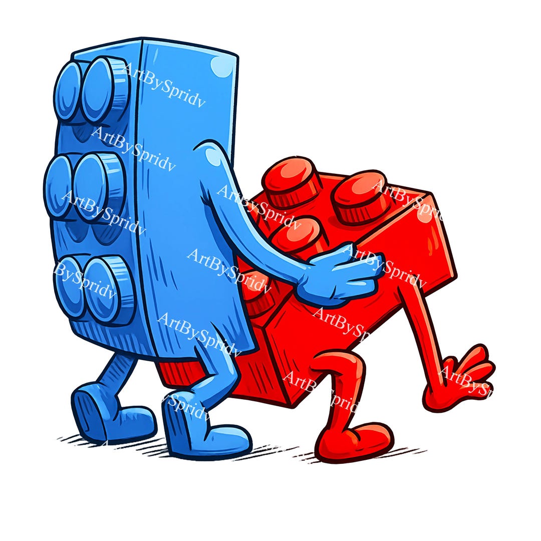 Cute Building Blocks PNG, Toy Brick Hug Clipart, Funny Block Couple ...