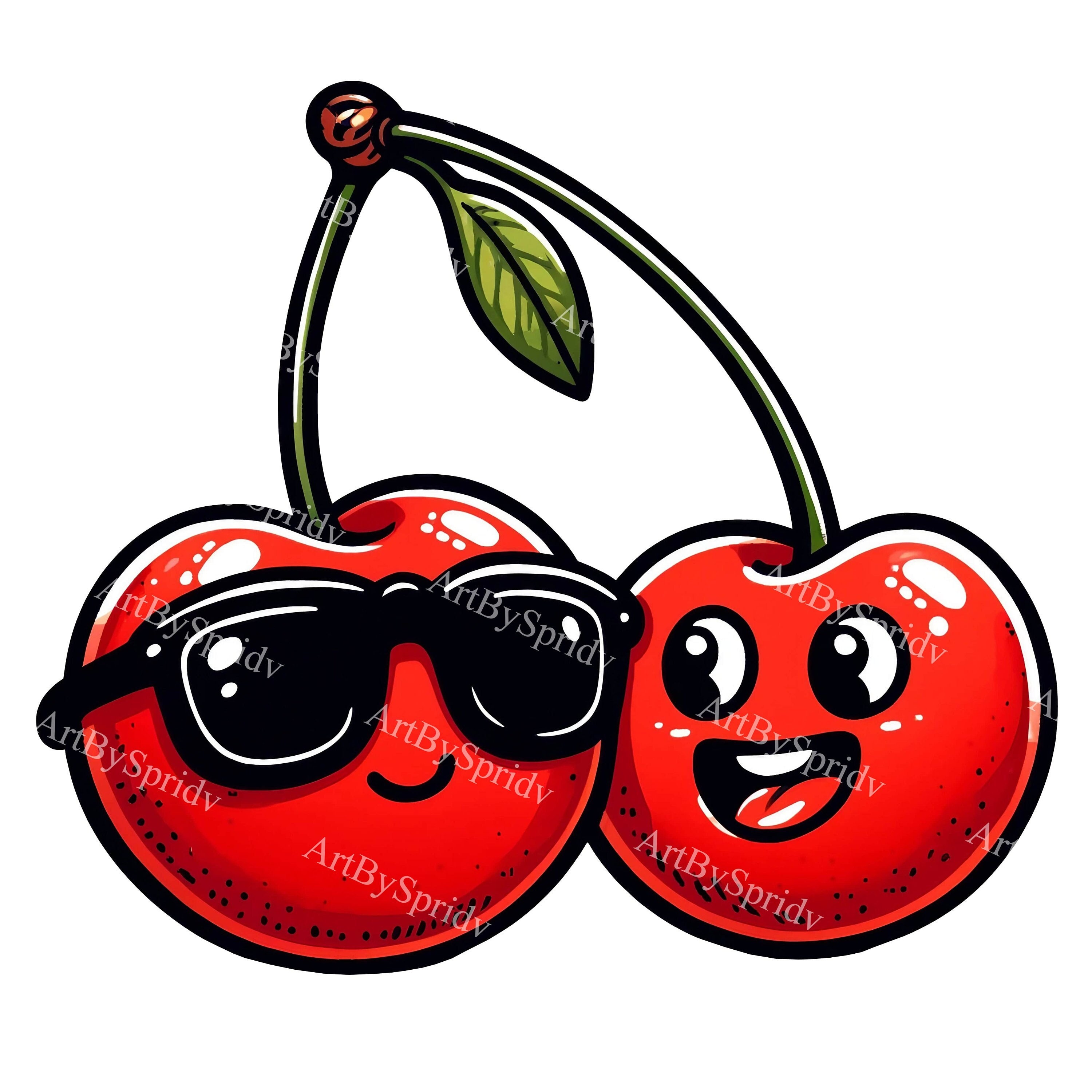 Fun Sunglasses Cherries Clipart - Bright Red Cherry Characters With ...