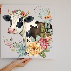 Cute Floral Cow PNG, Transparent Farm Flower Animal Clipart, Kids ...