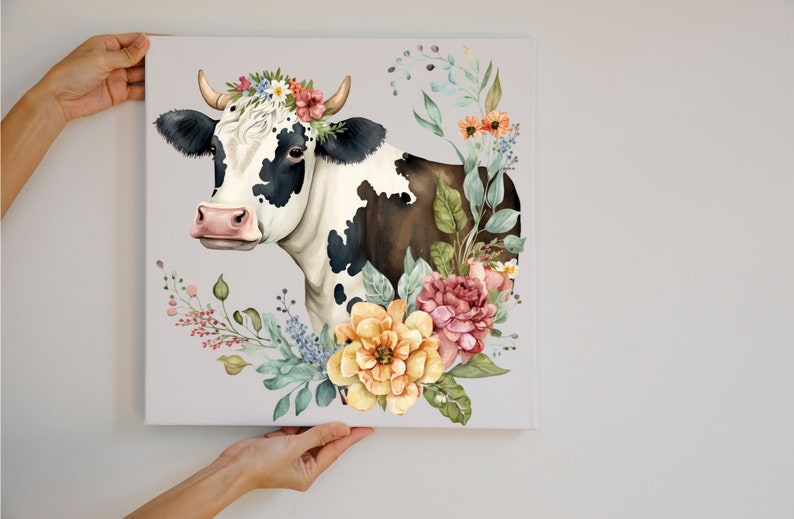 Cute Floral Cow PNG, Transparent Farm Flower Animal Clipart, Kids ...