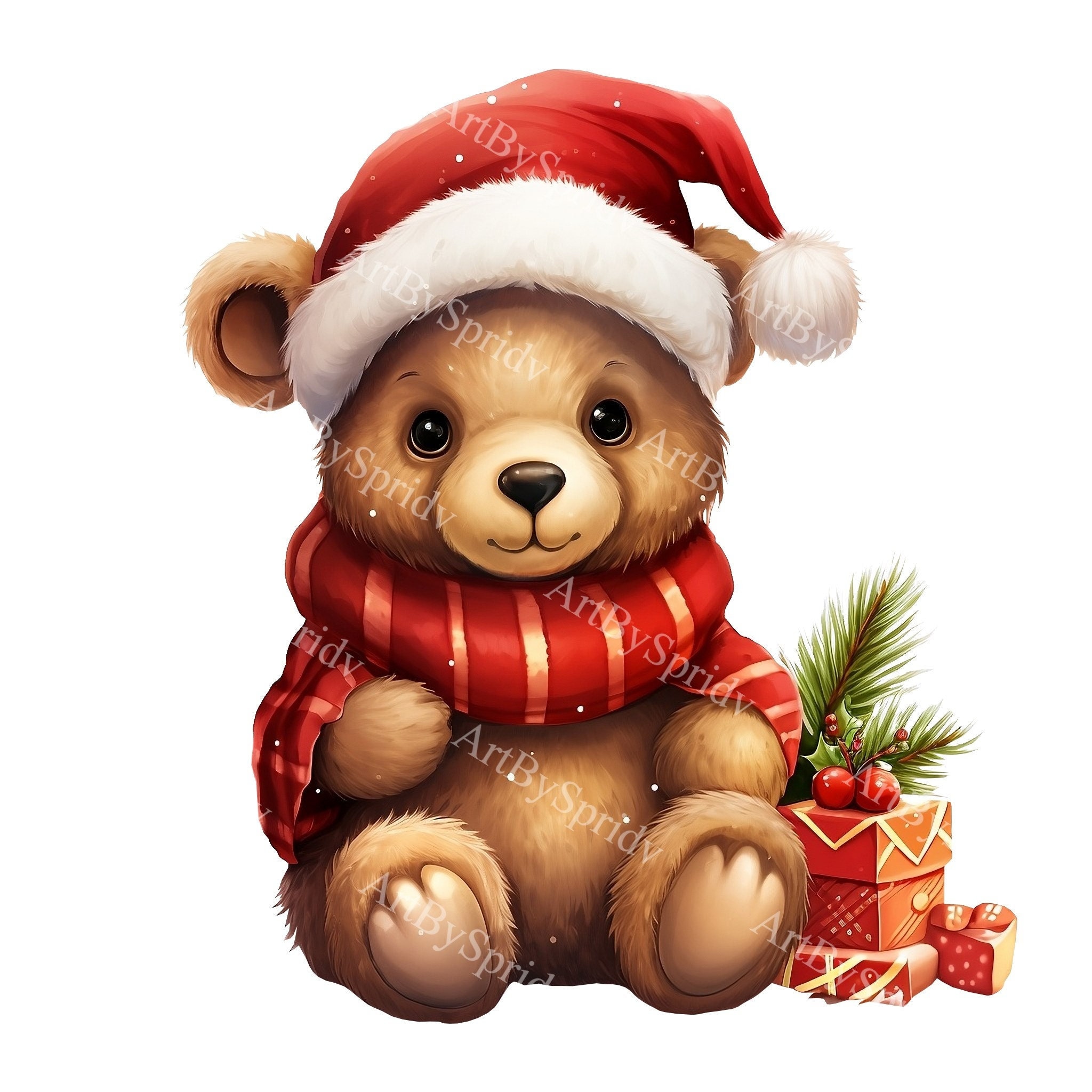 cute christmas teddy bear drawing