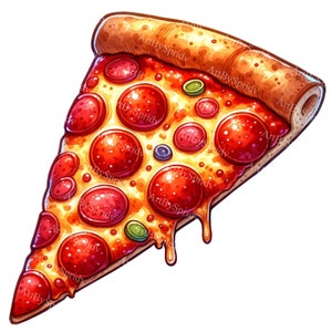 Watercolor Pepperoni Pizza Clipart - Digital PNG for DTG, T-Shirts, Mugs, Tumblers, Sublimation & Scrapbooking - Vibrant Slice Art Download