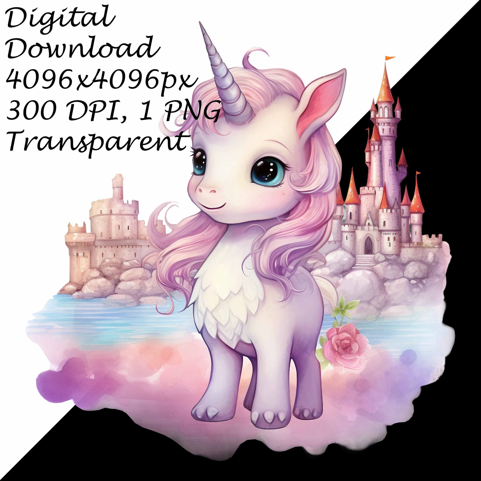 Unicorn Clipart 4 PACK | Magical Castle Floral | Digital Download ...