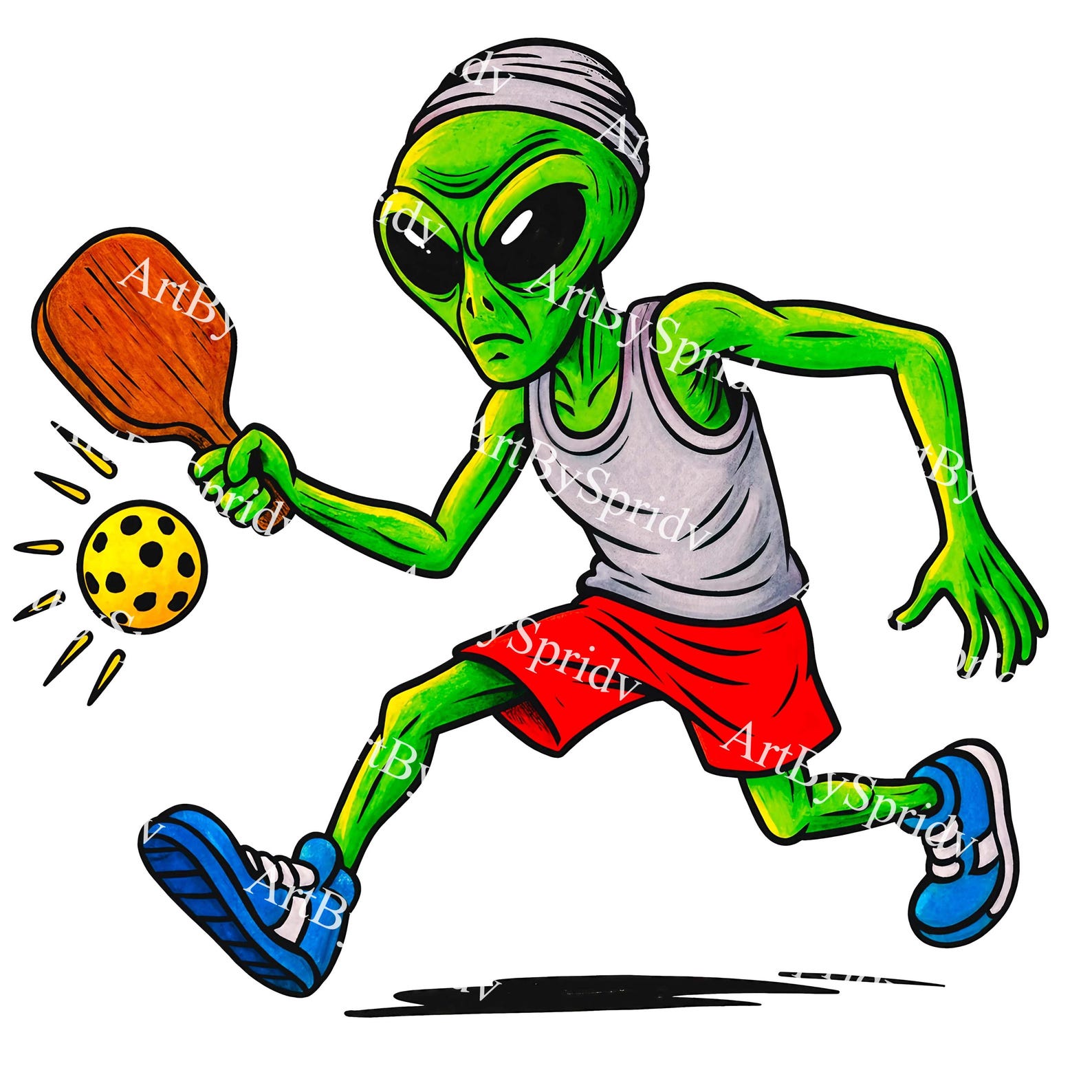 Alien Playing Pickleball PNG Clipart – Green Space Alien With Paddle ...
