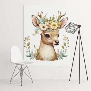 Cute Floral Woodland Deer PNG Clipart Transparent Forest - Etsy