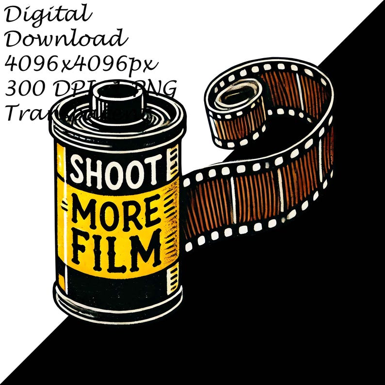 Retro Film Rol Drawing Vintage Film Roll Clipart, Shoot More Film Illustration PNG, Retro ...