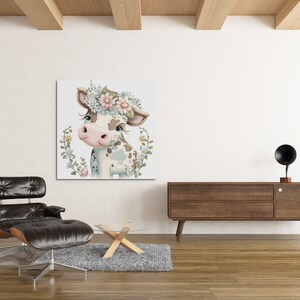 Cute Floral Cow PNG, Transparent Farm Flower Animal Clipart, Kids Cartoon Design,Printable Sublimation,Commercial,Baby Shower PNG Clip Art image 5