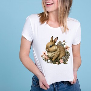 Cute Easter Floral Bunny PNG Clipart, Transparent Rabbit Clip Art ...