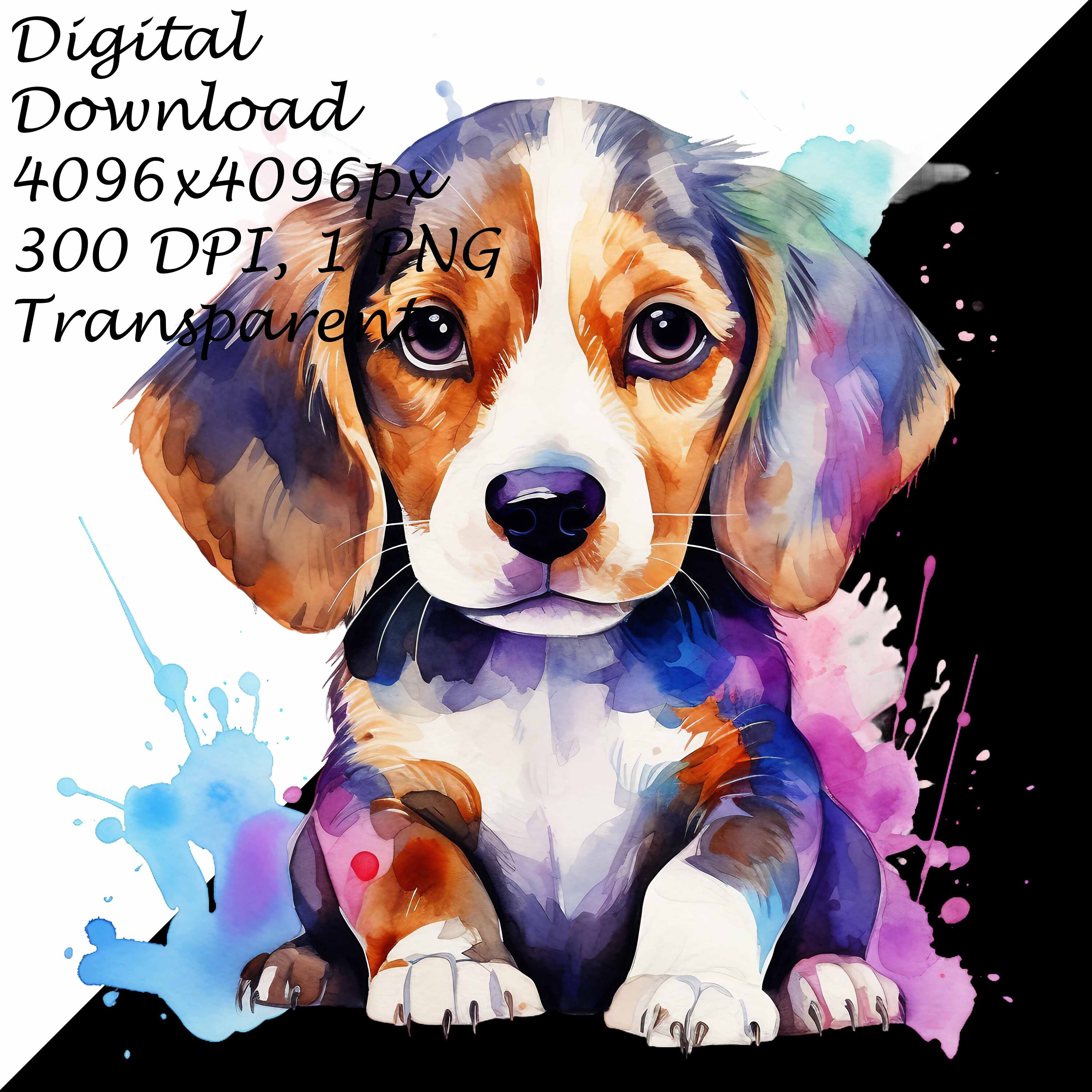 水彩画のかわいいビーグル犬の子犬 - 透明 4 PNG クリップアート