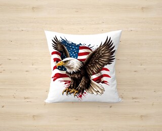 Cuscini Decorativi ABAKUHAUS Bandiera Americana Con Aquila – 2 Federe 50x50 Cm, Stampa Fronte/Retro