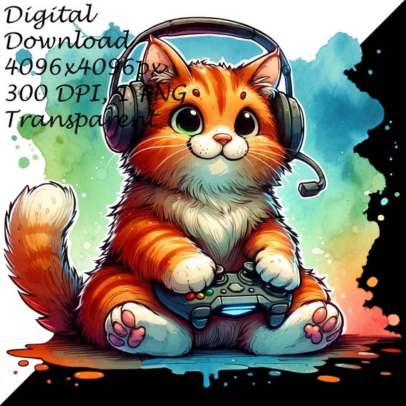 Gamer Cat T-Shirt Cute Ginger Cat Gaming Shirt Gamer Cat T-Shirt Cute Ginger Cat Gaming Shirt