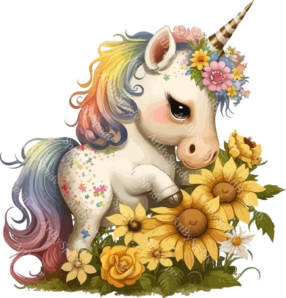Rainbow Floral Unicorn Magical Rainbow Floral Unicorn Magical
