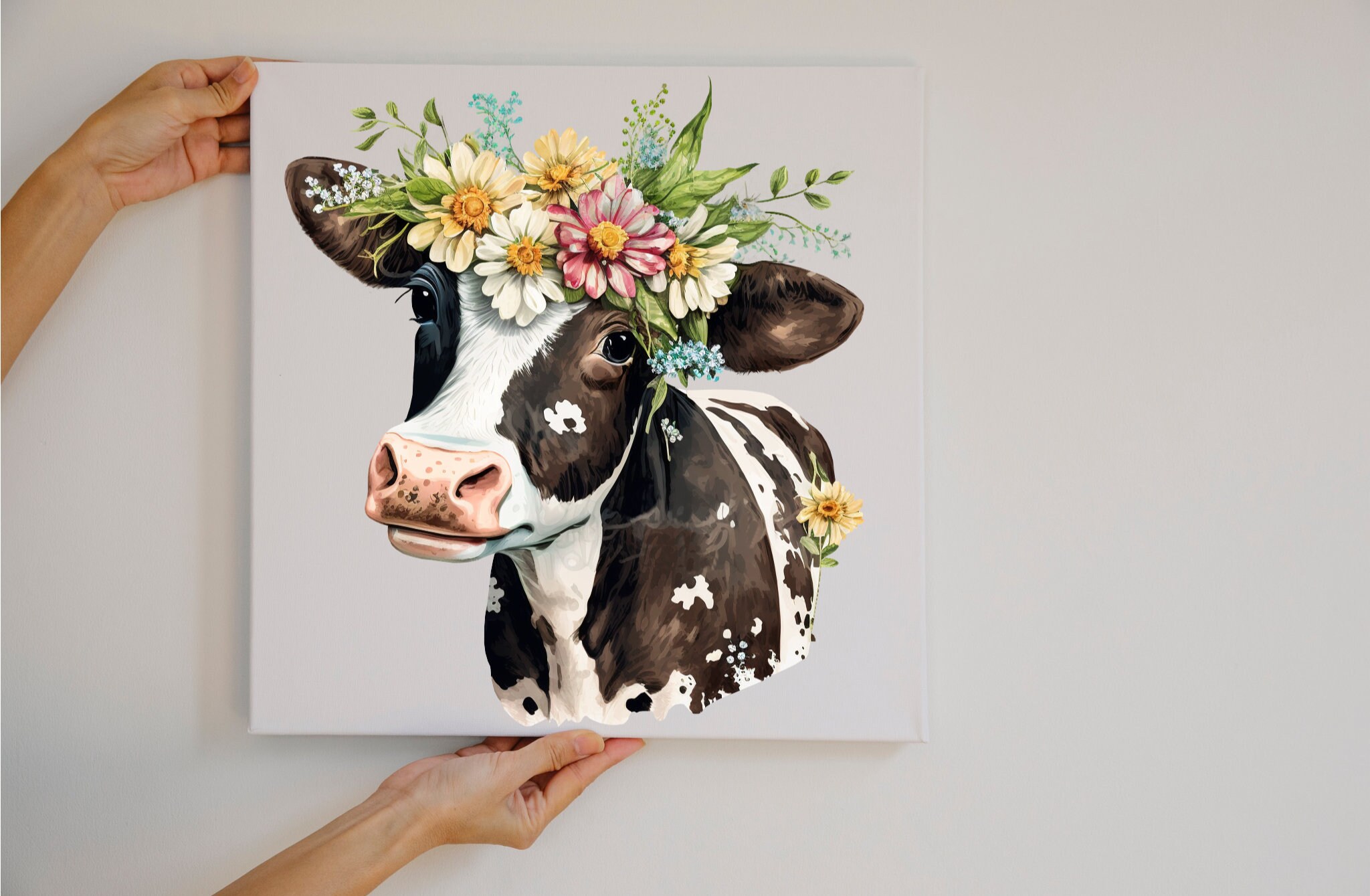 Cute Floral Cow PNG, Transparent Farm Flower Animal Clipart, Kids ...