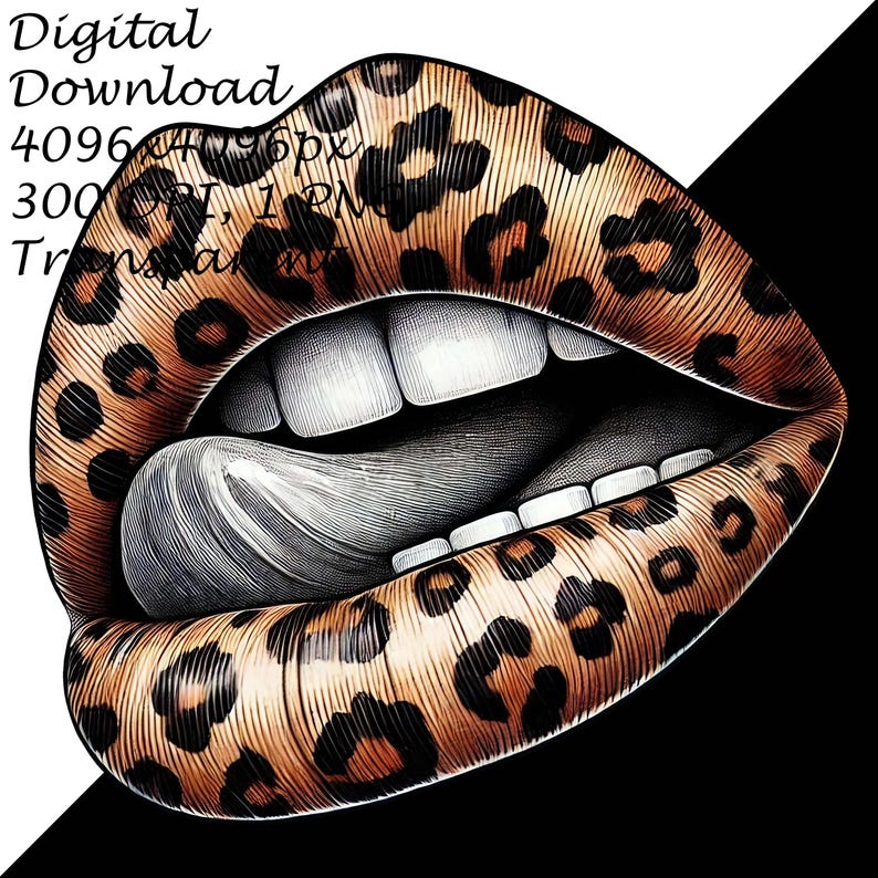 Leopard Print Lips PNG Clipart, Animal Sublimation, Digital Download ...