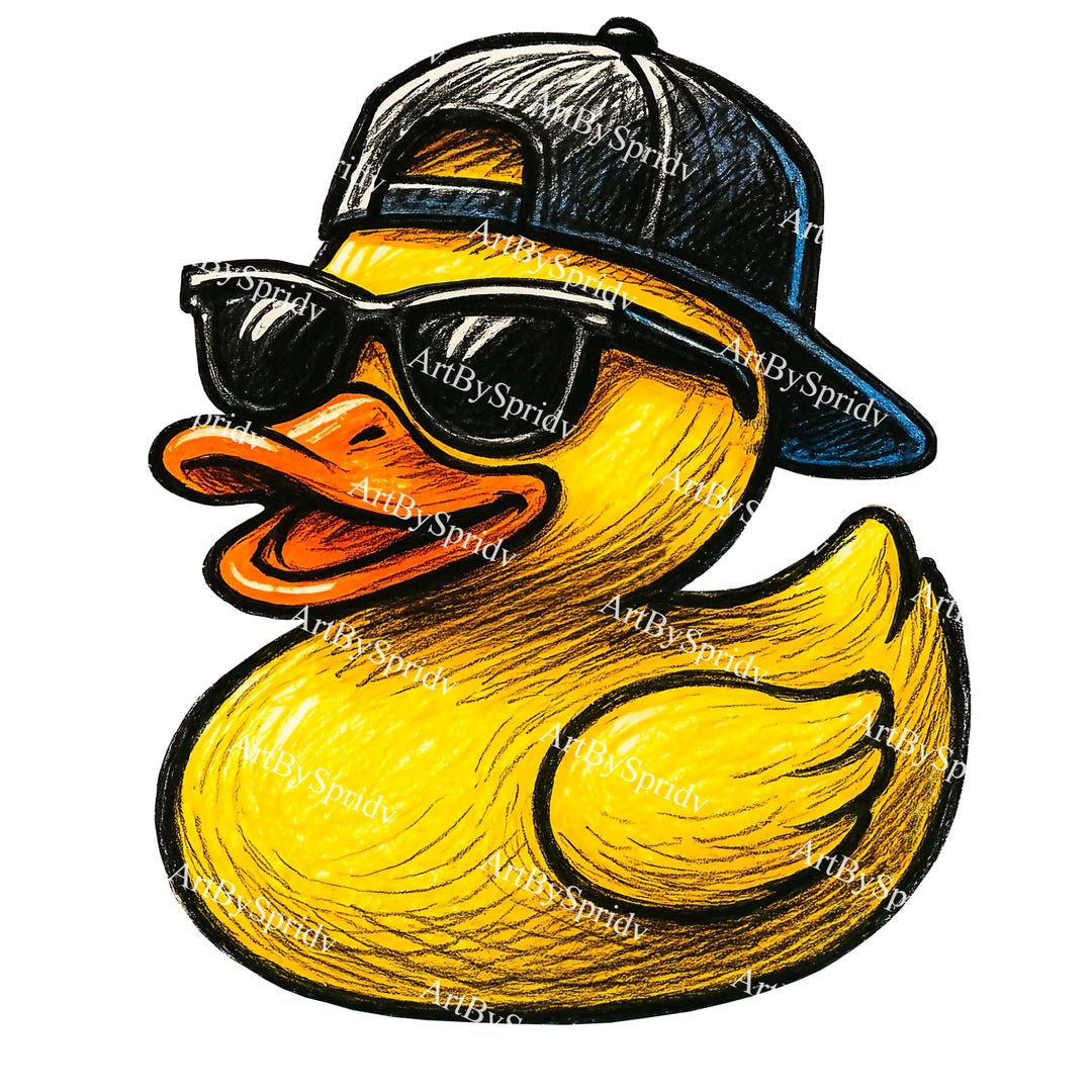 Cool Rubber Duck PNG Clipart, Duck With Sunglasses and Hat Design for ...