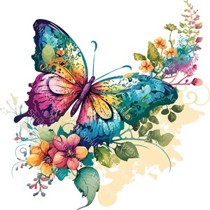 Clipart PNG con farfalla floreale carina, design trasparente per bambini/adulti, sublimazione stampabile, uso commerciale, arte PNG magica per baby shower