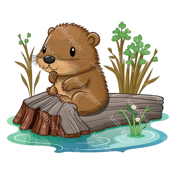 愛らしいビーバーのクリップアート 透明 PNG、森の動物のイラスト、DIY