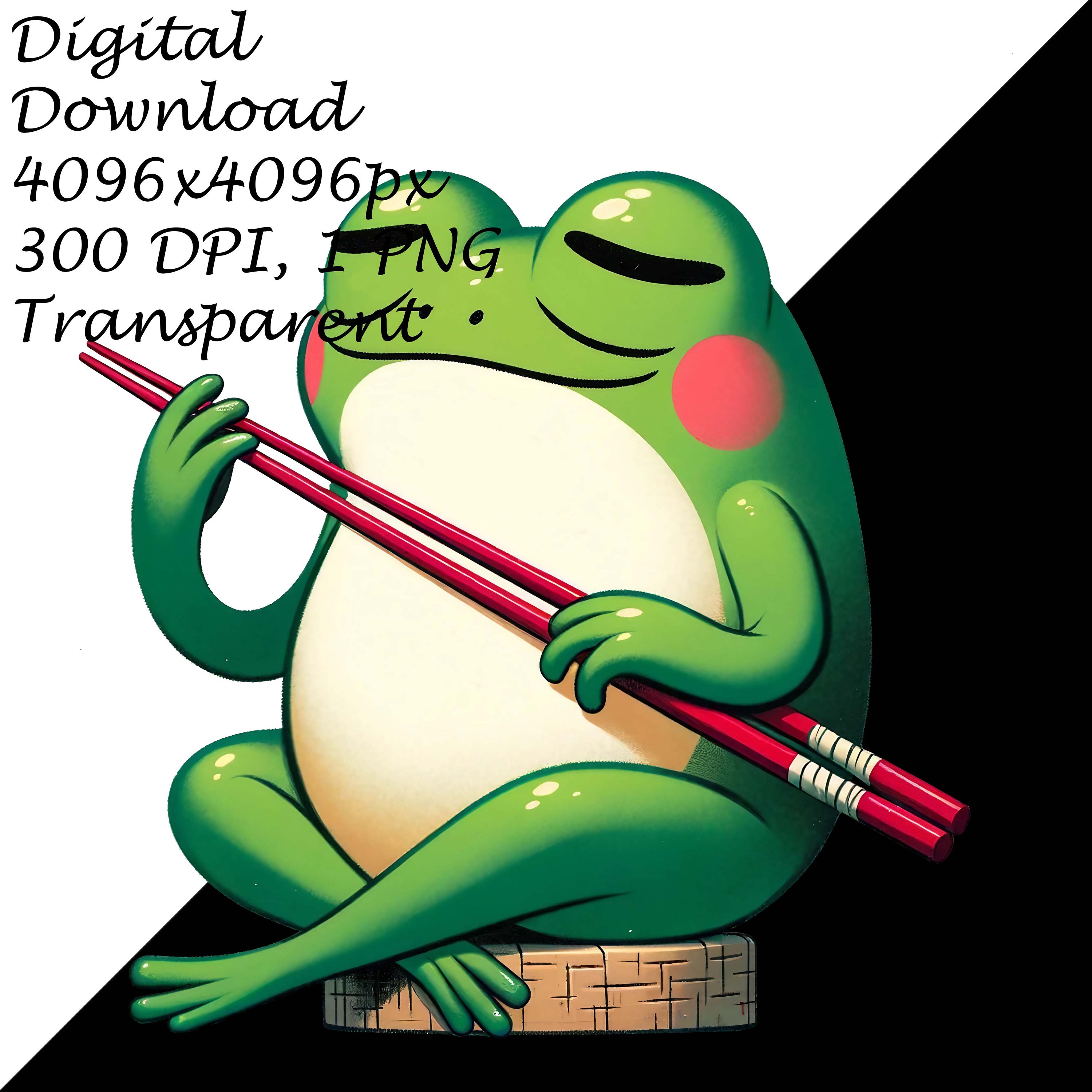 Chinese Style Green Frog Clipart | Asian Inspired Digital Art