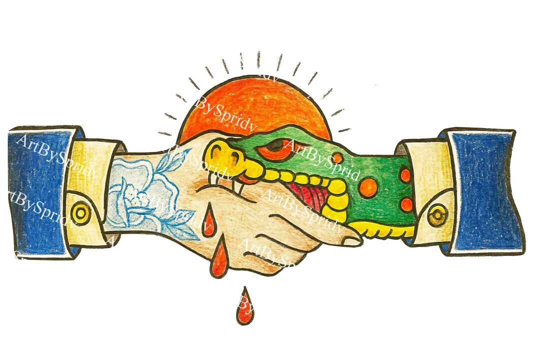 Horror Handshake Zombie Handshake PNG – Tattoo Style Undead and Human Hand With Blood ...