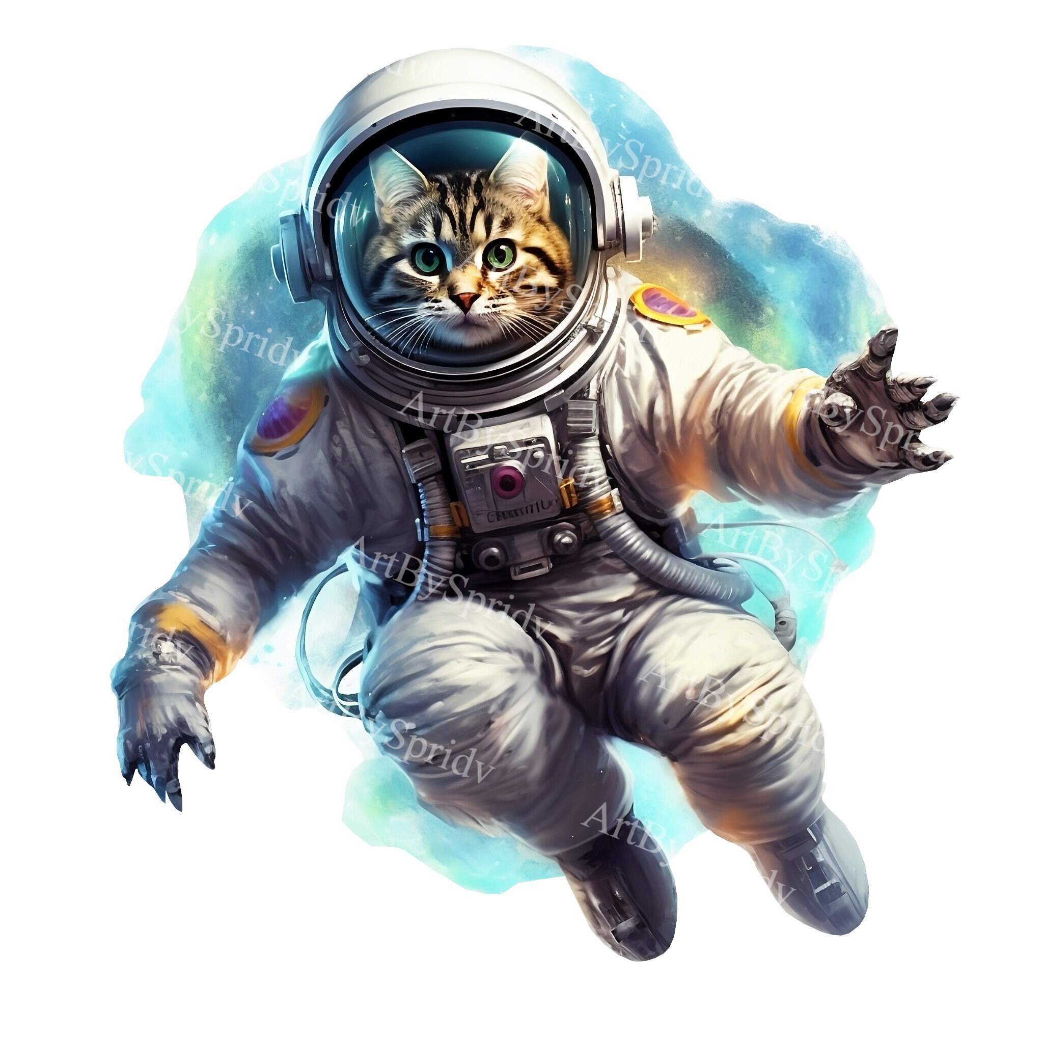 Cat Astronaut PNG Clipart, Space Kitty in Astronaut Suit, Floating in ...