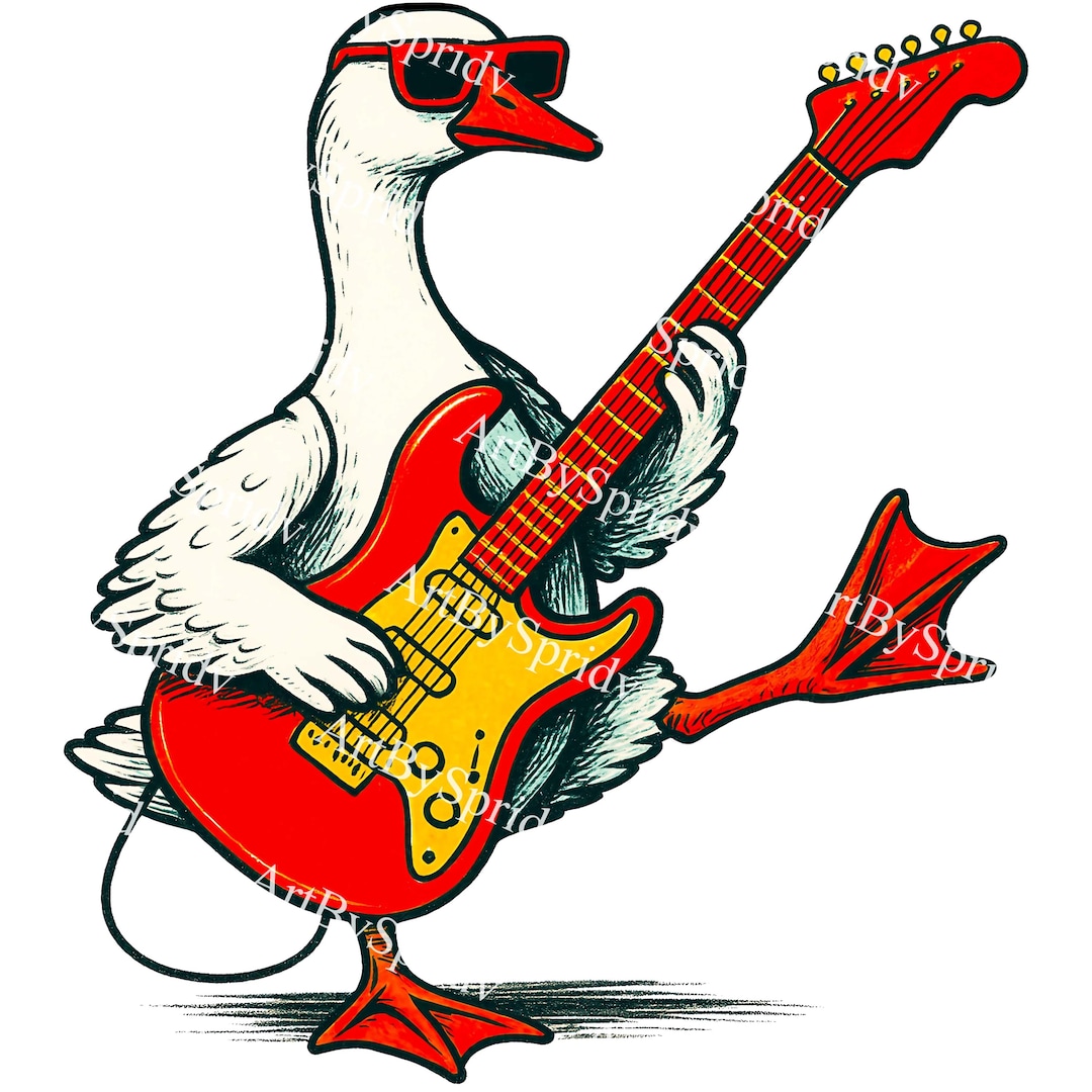 Rockstar Goose PNG Clipart | Funny Silly Goose Playing Red Electric ...