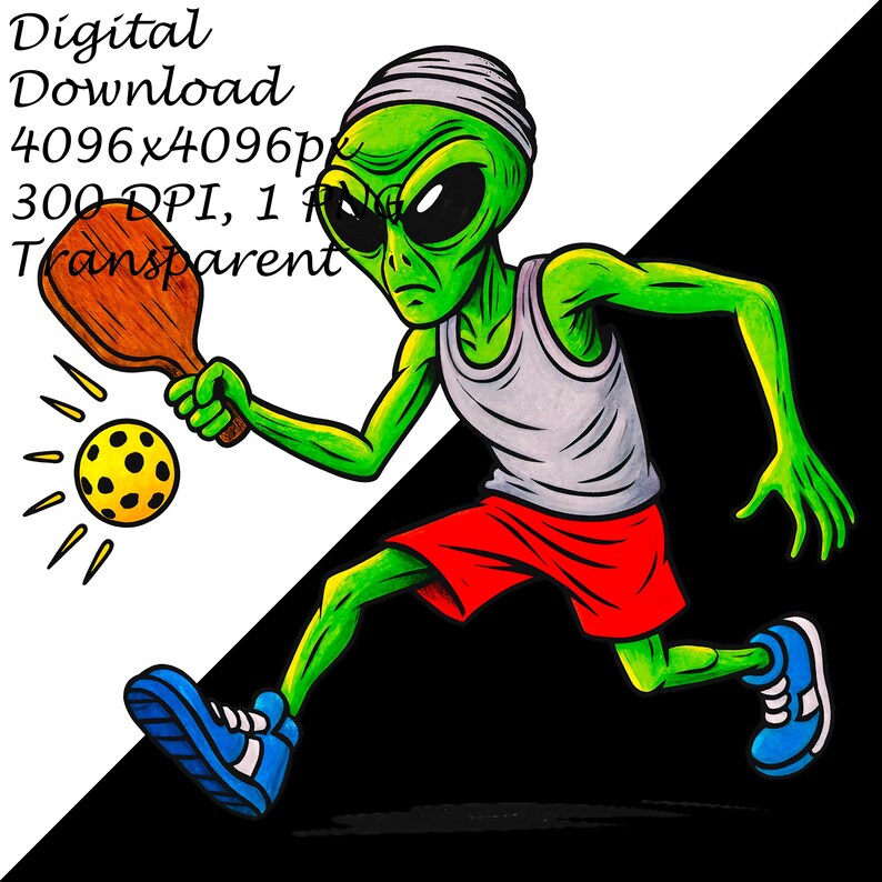 Alien Playing Pickleball PNG Clipart – Green Space Alien With Paddle ...