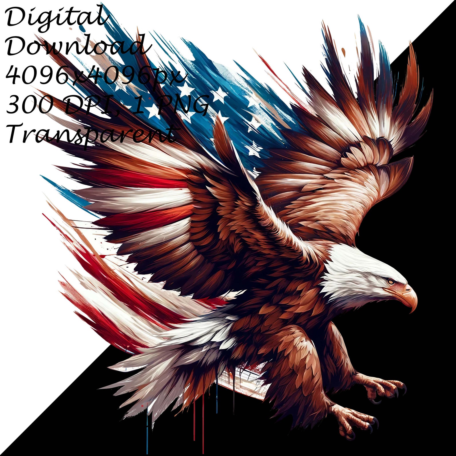 USA Patriotic American Bald Eagle With Flag on Wings PNG Clipart ...